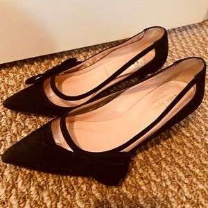 Kate Spade Black Suede Kitten Heels.